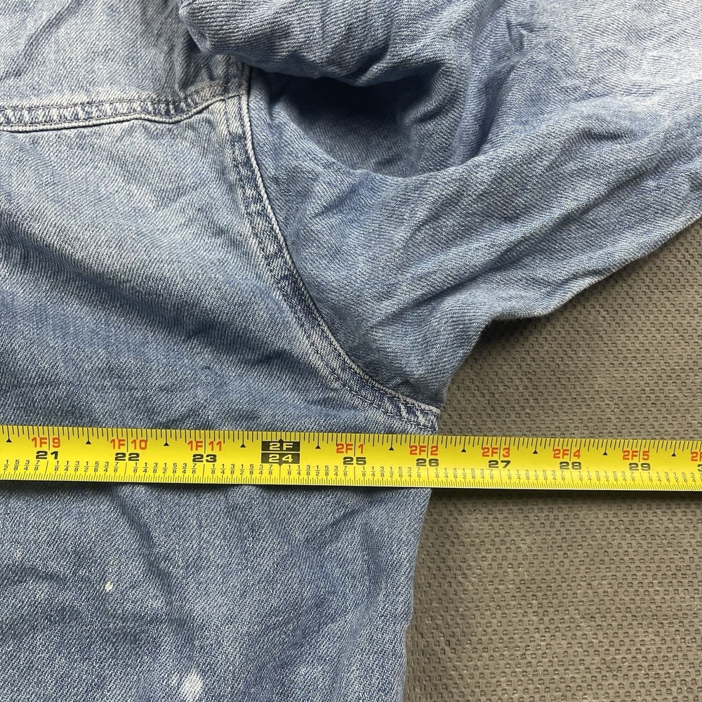 Free People Jacket Womens Medium Blue Denim Long Chore‎ Coat Button Henley Dress - Picture 10 of 14